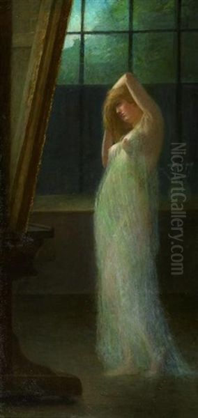 Das Modell Im Atelier Oil Painting by Heinrich Pluehr