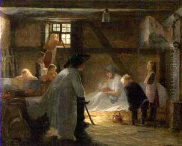 Mutterliebe Oil Painting by Heinrich Pluehr
