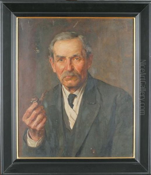 Portret Mezczyzny Z Fajka Oil Painting by Kazimierz Pochwalski