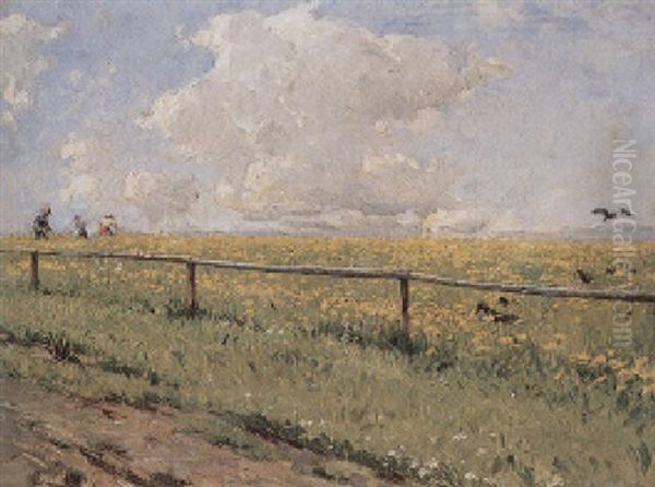 Blumige Wiese Oil Painting by Hans Pock