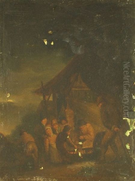 Scene De Pillage La Nuit Oil Painting by Egbert van der Poel