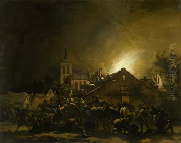 Nachtliche Plunderung Oil Painting by Egbert van der Poel
