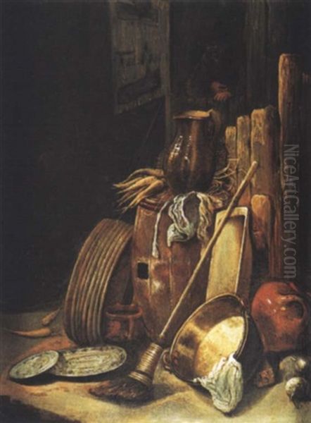 Nature Morte De Cuisine Oil Painting by Egbert van der Poel