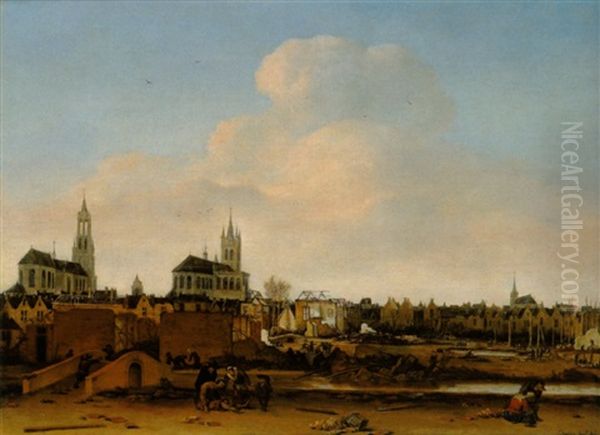 Die Pulverexplosion In Delft Am 12. Oktober 1654 Oil Painting by Egbert van der Poel