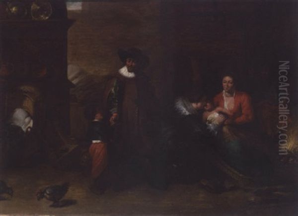 The Visit To The Wet-nurse Oil Painting by Egbert van der Poel