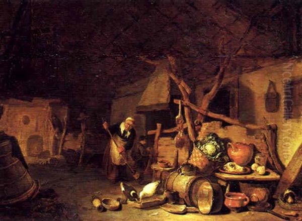 Kokkeninterior Oil Painting by Egbert van der Poel