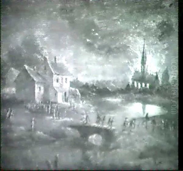 Braendende Kirke Oil Painting by Egbert van der Poel