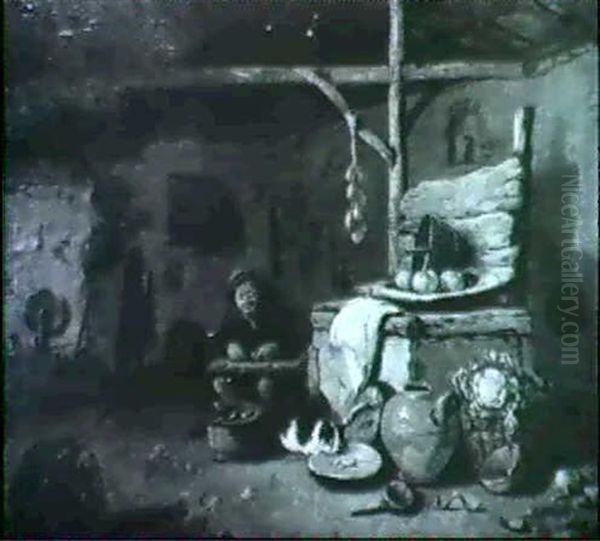 Scheuneniterieur Oil Painting by Egbert van der Poel