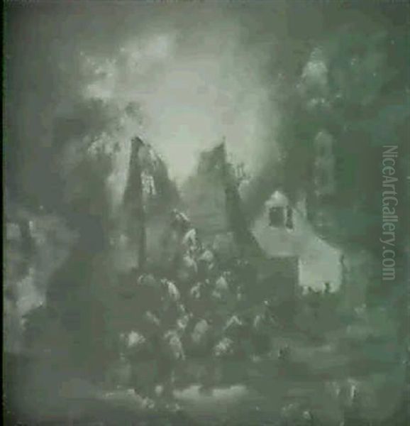 L'incendie Du Village Oil Painting by Egbert van der Poel