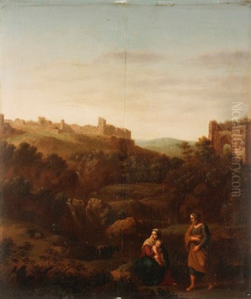 La Fuite En Egypte Oil Painting by Cornelis Van Poelenburgh