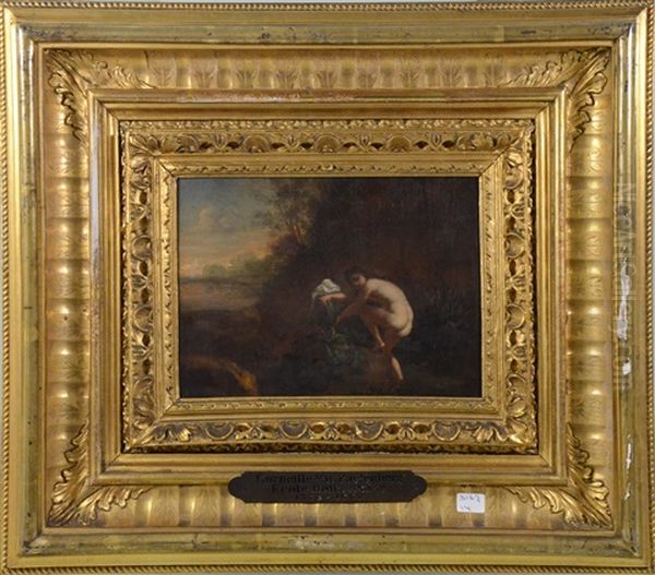 Jeune Fille A La Riviere Oil Painting by Cornelis Van Poelenburgh