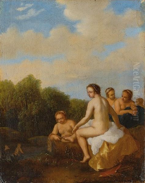 Diana Und Ihre Begleiterinnen Beim Bade Oil Painting by Cornelis Van Poelenburgh