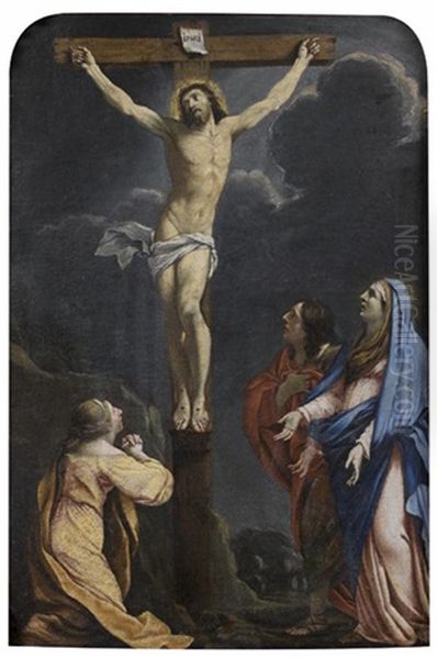 Crucifixion Entre Sainte Madeleine, La Vierge Et Saint Jean L'evangeliste Oil Painting by Charles Poerson