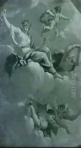 Etude De Plafond: Allegorie De Flore                        Et Zephyr Oil Painting by Charles Poerson