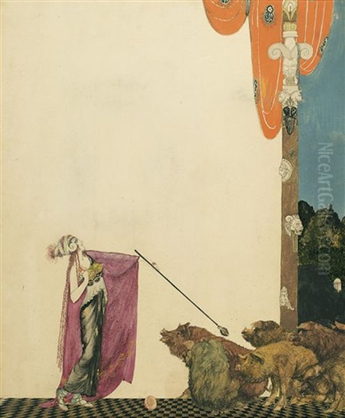 Circe And The Swine Oil Painting by Willy Andrew Pogany