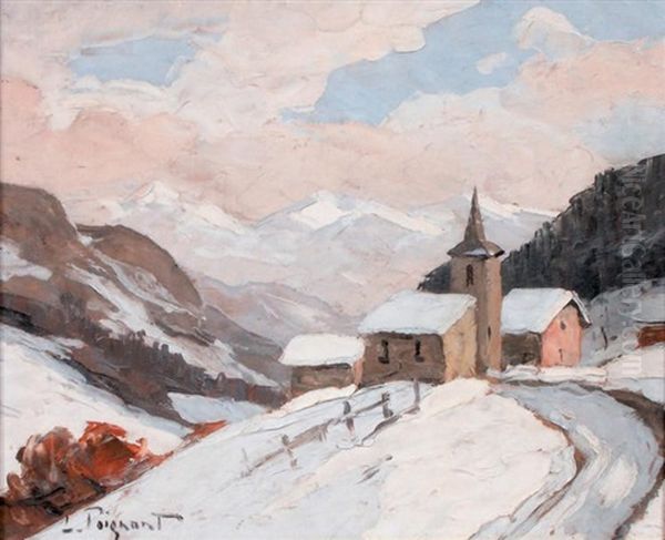 Hameau Et Son Eglise Sous La Neige Oil Painting by Lucien Poignant
