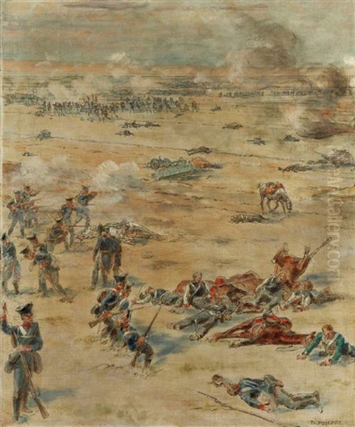 Schlachtfeld In Den Napoleonkriegen Oil Painting by Theophile Ii Poilpot