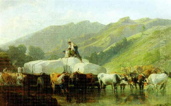 The Road From The Marble Quarries, Carrara Oil Painting by Charles H. Poingdestre