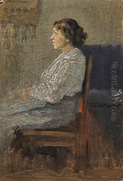 Portrait Of A Seated Lady Oil Painting by Ivan Pavlovich Pokhitonov