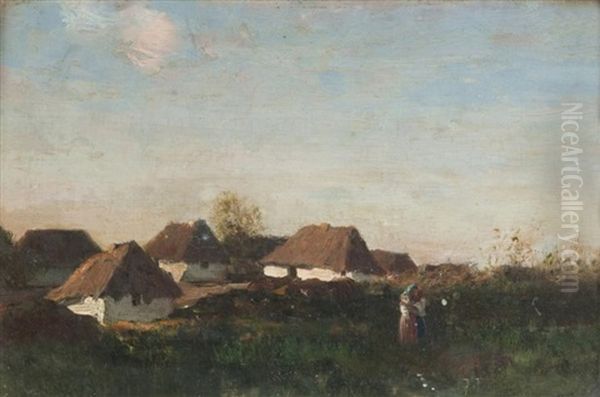 Femmes A L'oree Du Village Oil Painting by Ivan Pavlovich Pokhitonov