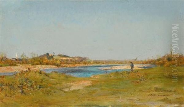 Fishermen Near Pau Oil Painting by Ivan Pavlovich Pokhitonov