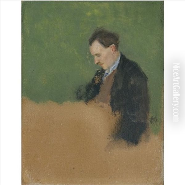 Boris Pokhitonov In Profile Oil Painting by Ivan Pavlovich Pokhitonov