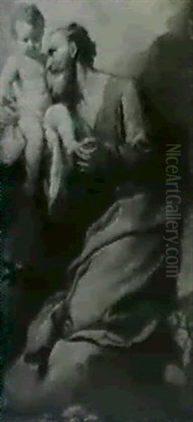 Saint Joseph With The Christ Child Oil Painting by Francesco Polazzo