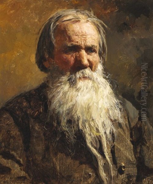 Portrait Of The Russian Byliny Singer Vasiliy Petrovich Schegolenok (1817-1894) Oil Painting by Vasily Polenov