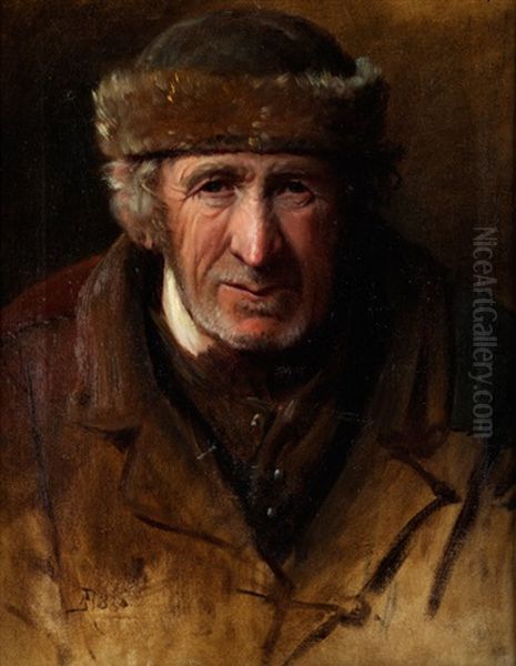 Portrait Eines Mannes Mit Pelzverbramter Kappe Oil Painting by Vasily Polenov