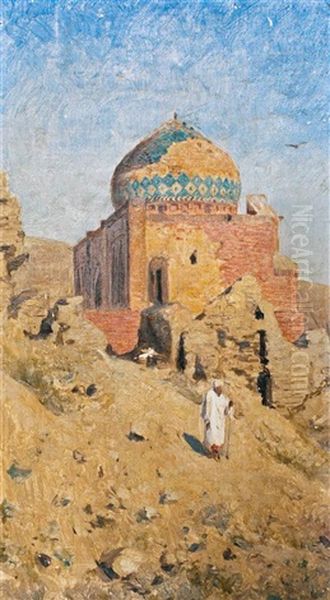 Orientalist Landscape With Figure Oil Painting by Vasily Polenov