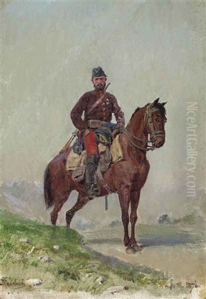 Cavalryman From The Squadron Of General Cherniaev Oil Painting by Vasily Polenov