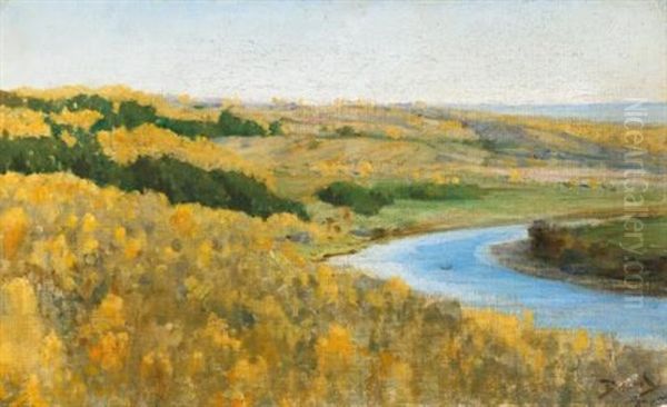 The River Oka In Golden Autumn Oil Painting by Vasily Polenov