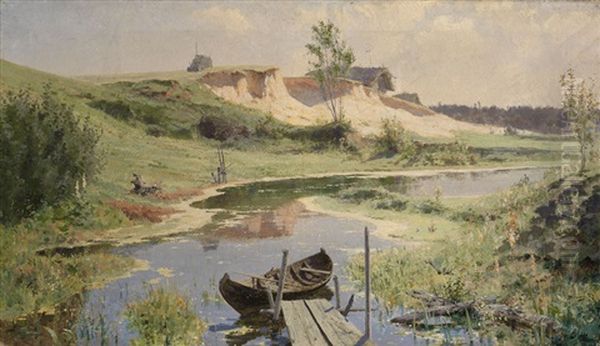 Boat On The River Oil Painting by Vasily Polenov