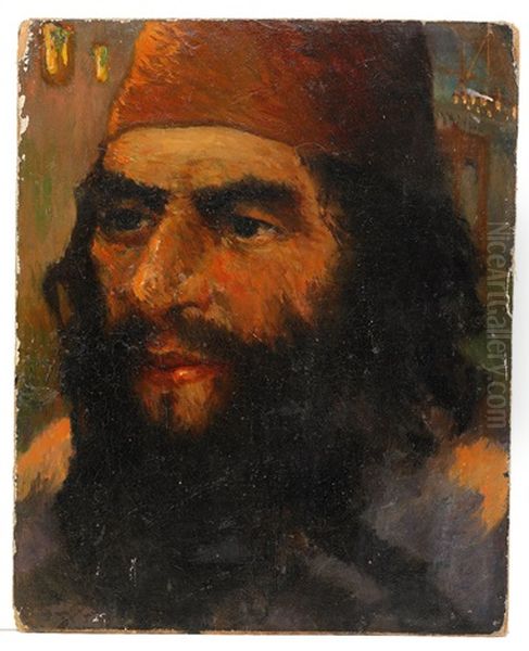 Head Of A Jewish Man (study) Oil Painting by Vasily Polenov