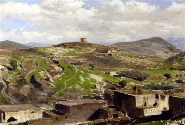 View Of Nazareth Oil Painting by Vasily Polenov