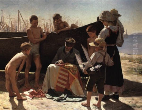 A Captive Audience Oil Painting by Hugo Poll