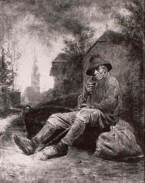 Rast Des Bauern Oil Painting by Julius Pollak