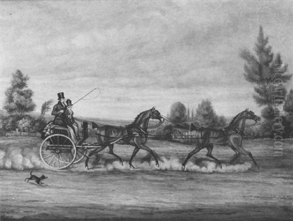 Tandem: A Stanhope On A Country Road Oil Painting by James Pollard