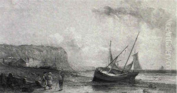 On The Normandy Coast Oil Painting by Alfred Pollentine