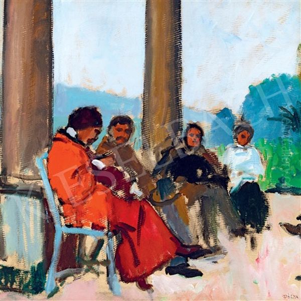 Artists By The Castle Oil Painting by Tibor Polya