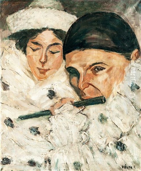 Clowns Oil Painting by Tibor Polya