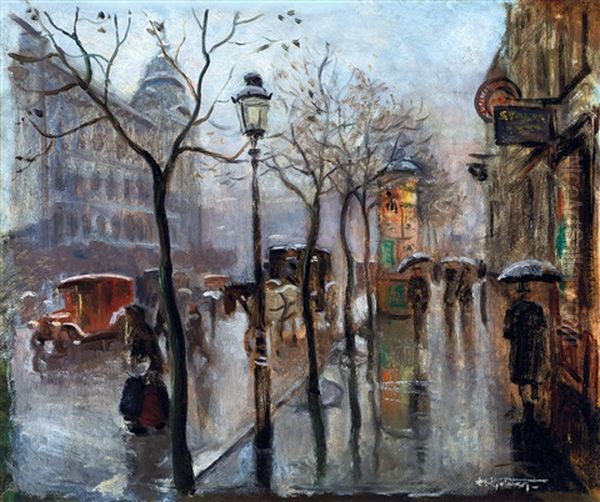 Pest Traffic Oil Painting by Tibor Polya