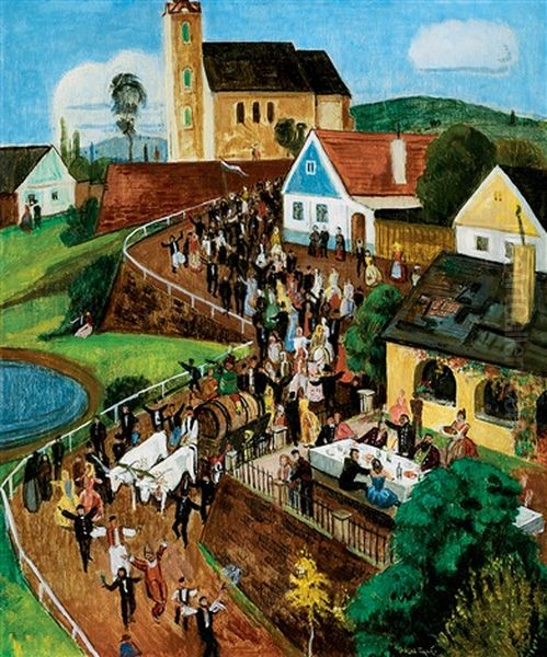 Grape-harvest Revel Oil Painting by Tibor Polya