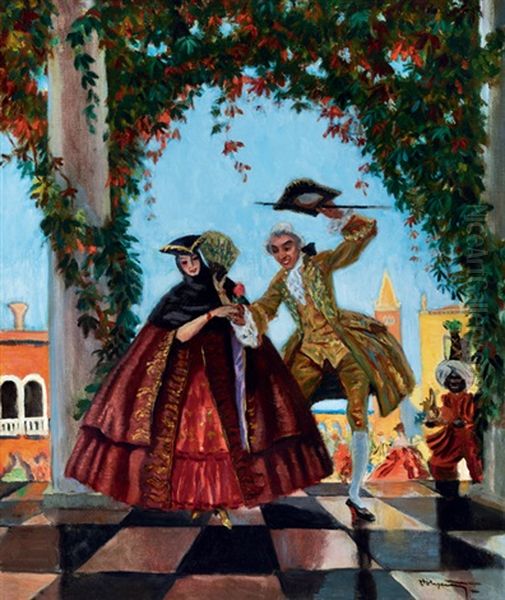 Carneval In Venice Oil Painting by Tibor Polya