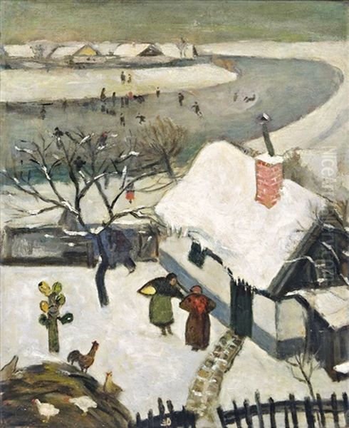 Skaters Oil Painting by Tibor Polya