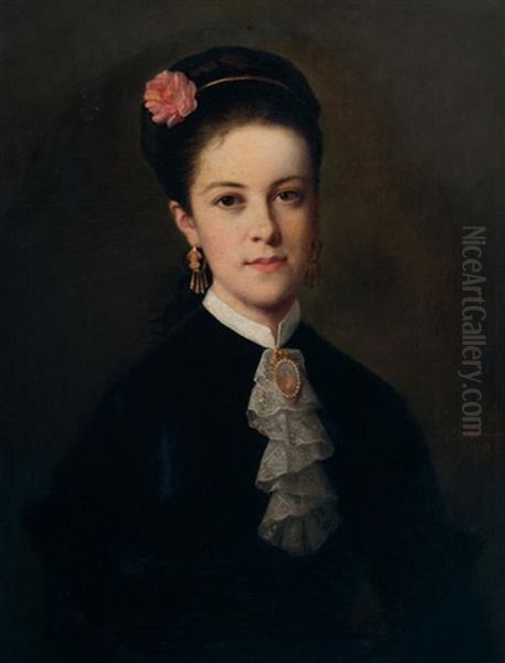 Portrait De Dame Au Camee Oil Painting by Pierre Paul Emmenuel de Pommayrac