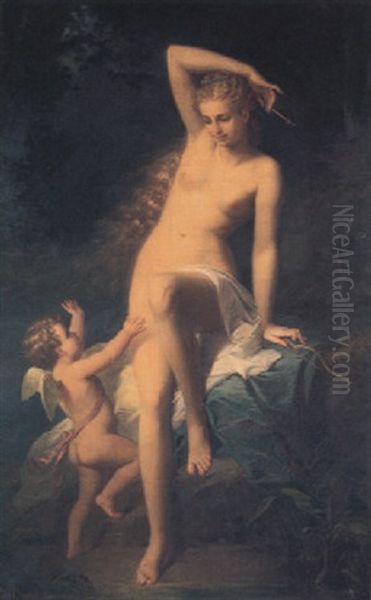 Nymphe Desarmant L'amour Oil Painting by Pierre Paul Emmenuel de Pommayrac