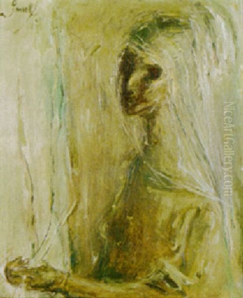 Muchacha Con Velo Blanco Oil Painting by Fidelio Ponce De Leon