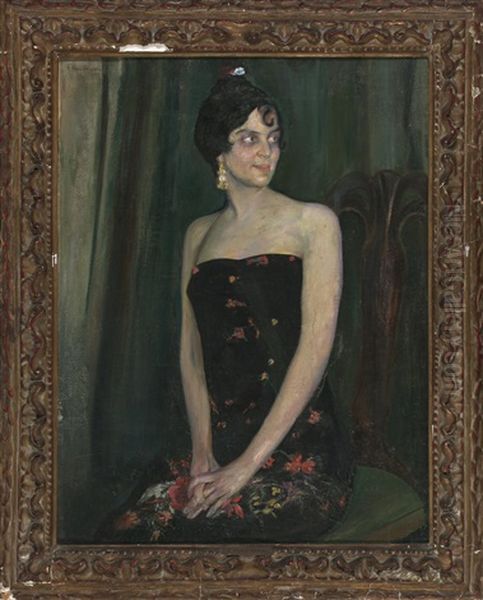 Una Joven Oil Painting by Francisco Pons Arnau