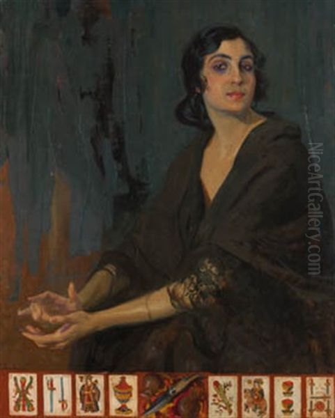 Echadora De Cartas Oil Painting by Francisco Pons Arnau